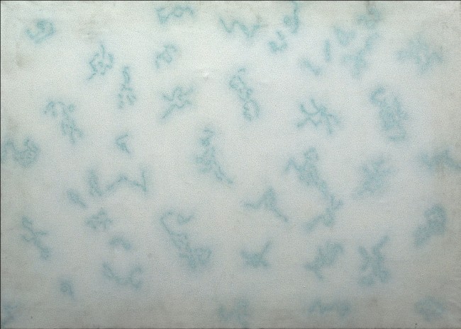 Dadamaino, Costellazioni, 1983, china su tela, 69.5x97.5 cm