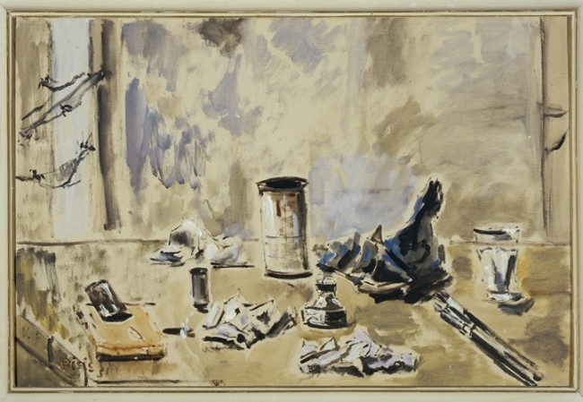 Filippo De Pisis, Natura morta con ragnatele, 1951, olio su tela, cm. 60x90, Galleria d'arte moderna di Palazzo Pitti, acquistato alla IV° Mostra Nazionale del Premio Fiorino, Galleria Accademia, Firenze 1953.