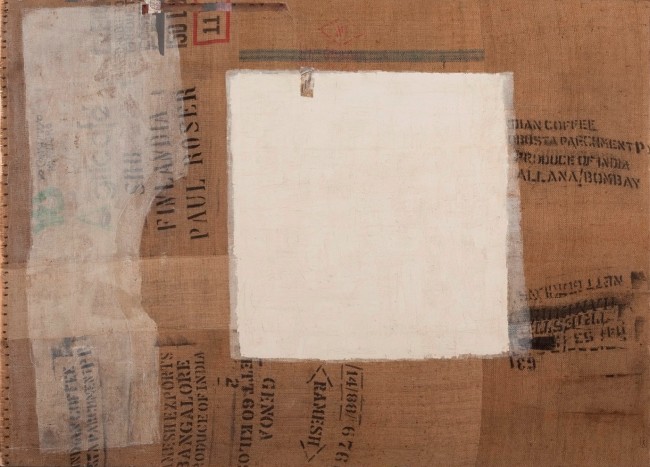 William Xerra, Sparizione, 2006, calce, collage e vinavil su tela di juta, 177.5x245 cm, firmato e datato sul verso, A010131S/14161