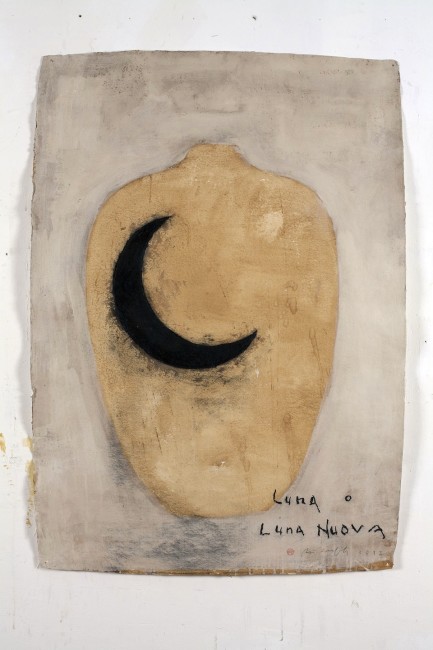 Piero Pizzi Cannella, Luna o Luna nuova, 2011, tecnica mistasu carta, 130x90 cm