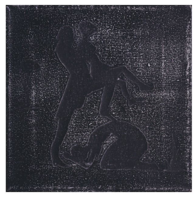 Kara Walker, Kneeling Silhouette, 1995, collage e acrilico su tela, 22.5x25.5 cm Foto Paolo Vandrasch