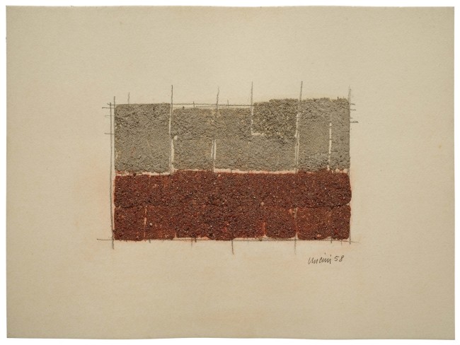 Giuseppe Uncini, Senza titolo, 1958, terra  e matita su cartone, 23x31 cm Courtesy Cardi Gallery, Milano