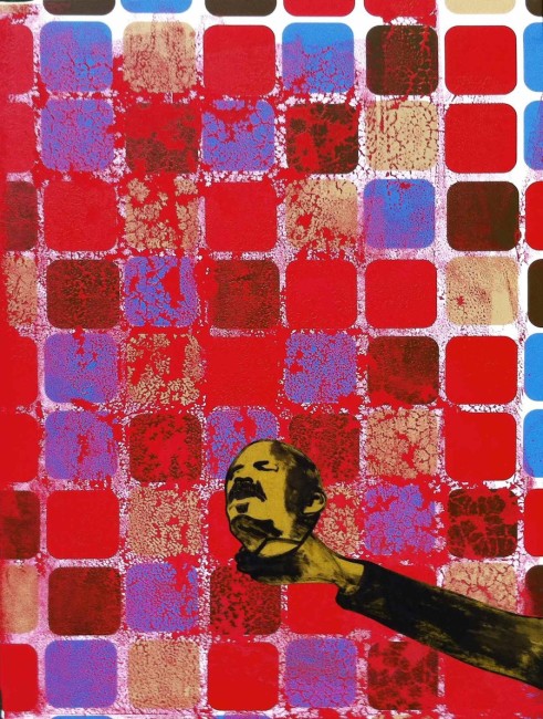Michael Rotondi, Lenin's death, 2013, mixed media on canvas, 80x60 cm