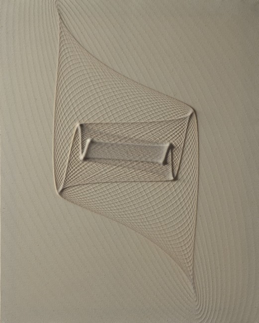 Marco Ulivieri, Sigillo, 2014, quarzite e resina acrilica su cotone, 80x90x2 cm