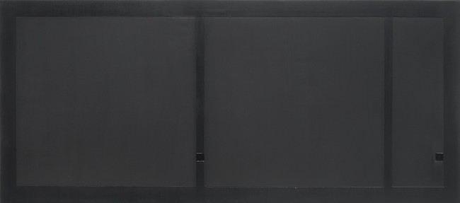 Antonio Calderara, Nero, 1968, olio su tavola, 36x81 cm (provenienza: Galleria Milano, Milano)