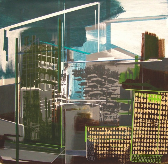 Annalisa Fulvi, Il verde verticale, 2011-12, tecnica mista su lino, 90x90 cm