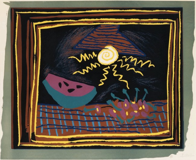 Pablo Picasso, Nature morte a la pasteque, 1962, linocut, 61x73 cm
