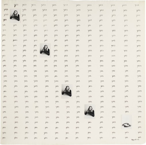Vincenzo Agnetti, Autotelefonata, 1974, tecnica mista su carta, 56.5x56.5 cm