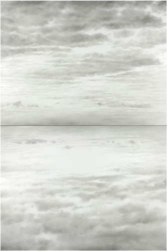 Ettore Frani, Ricucire il cielo, 2017, olio su tavola laccata, opera composta da due tavole indivisibili di cm 75x100 ciascuna, misura complessiva 150x100 cm Foto Paola Feraiorni