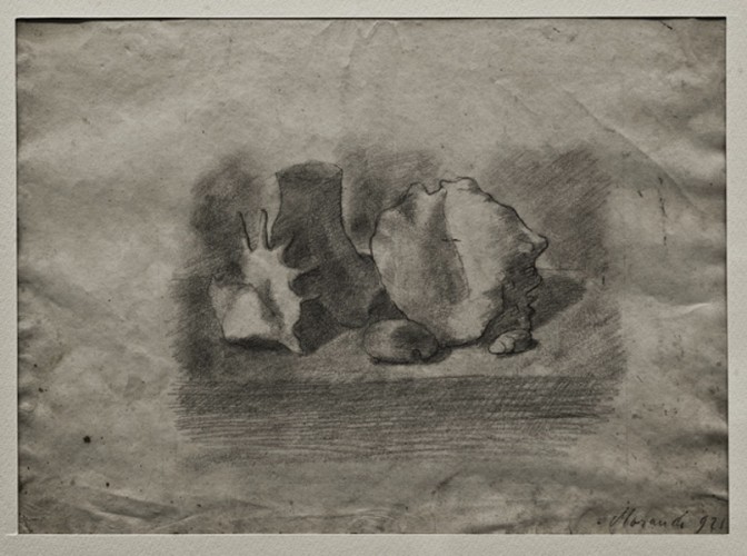 Giorgio Morandi, Natura morta, 1921, matita su carta, 20.5x28 cm, Fondazione Spadolini Nuova Antologia, Firenze
