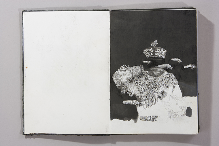 Studio per Ade, 2012 disegno a china nera su carta rilegata in taccuino, cm 29,5x20,5. Foto: Andrea Parisi