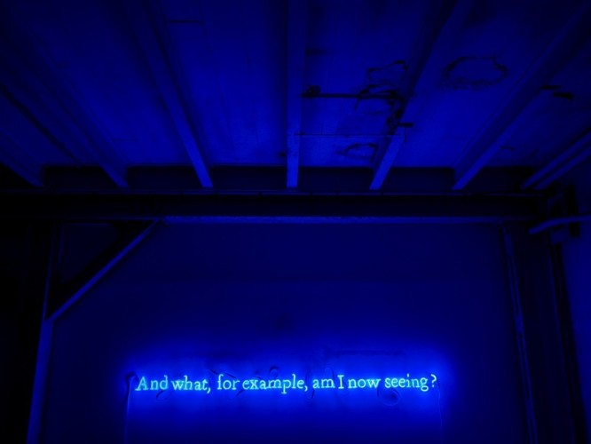Joseph Kosuth, Nr. 316 (On Color) (Cobalt blue), "Wittgenstein series", 1991, (And what for example am I now seeing), Neon, © Arnold Jerocki