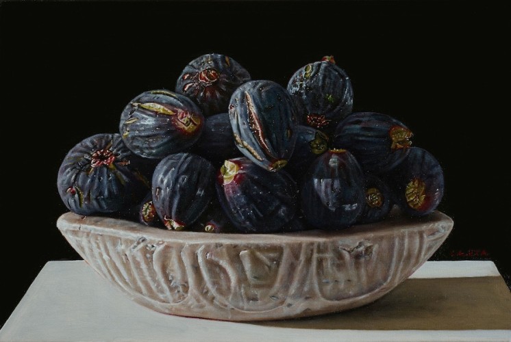 Giuseppe Carta, I fichi neri, olio su tela, 20x30 cm