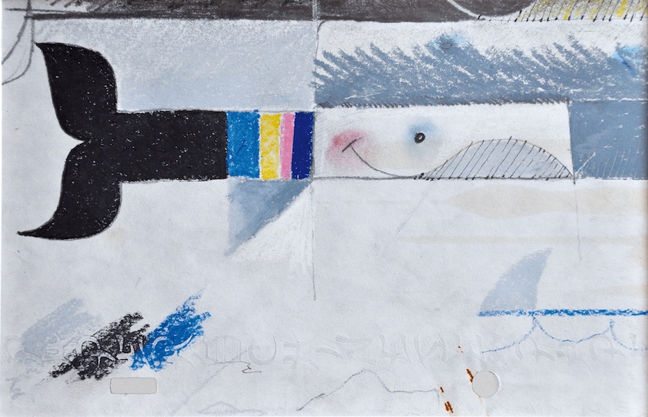 Pino Pascali, Pesce, 1963, tecnica mista su carta, 12x18 cm