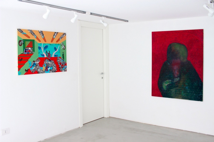 Down Deep. Immagini del profondo nella pittura contemporanea, veduta della mostra (Claudia Matta e Lorenzo Aceto), Villa Contemporanea, Monza