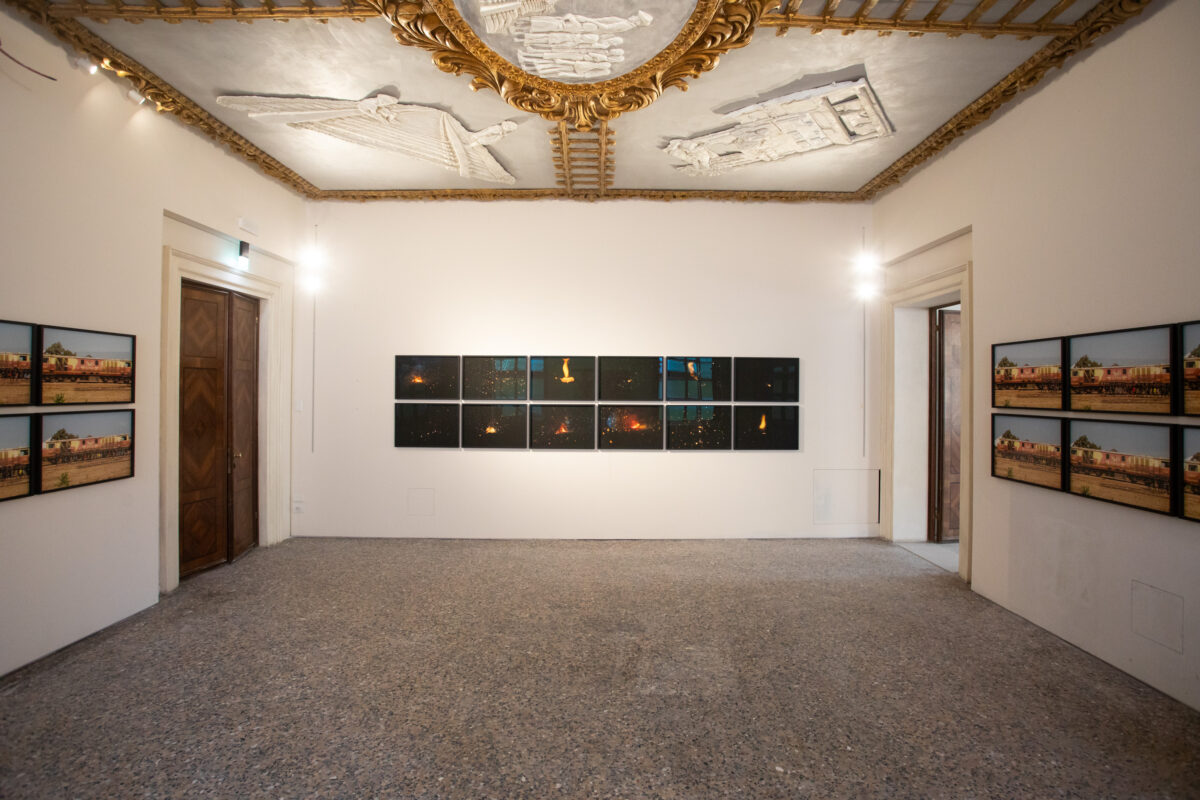 Ibrahim Mahama, Three Little Birds, 2023. Relief mural, fibreglass. Turn Your Lights Down Low, 2024. Photographic group of 24, Fine art prints on Hahnemühle. Courtesy of the Artist, APALAZZOGALLERY and Palazzo Diedo _ Berggruen Arts & Cult